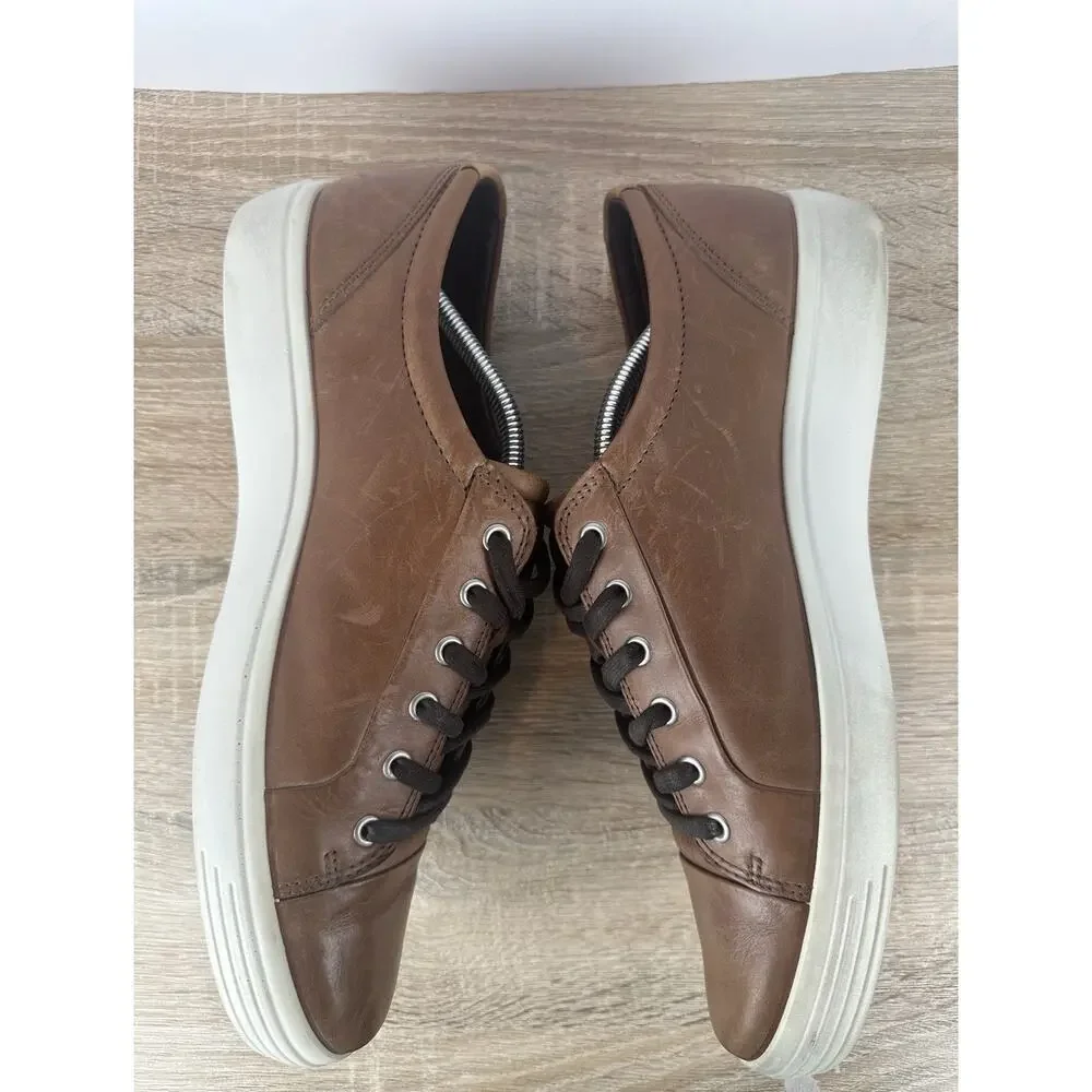 ECCO Men’s Brown Leather Sneakers EU 46 US 12-12.5 Comfort Casual Lace Up